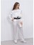 Kadın Beli Lastikli Crop Model Saten Bluz Beyaz 5