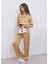 Kadın Beli Lastikli Crop Model Saten Bluz Gold 3