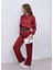 Kadın Beli Lastikli Crop Model Saten Bluz Bordo 3