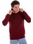 Bordo Regular Fit Düz Pamuklu Kanguru Cep Kapüşonlu Sweatshirt 4