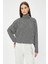 Kadın Oversize Sweatshirt Balıkçı Yaka Siyah Çizgili 3