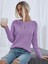 Saç Örgülü Desenli Bisiklet Yaka Lila Triko Kazak 2