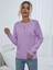 Saç Örgülü Desenli Bisiklet Yaka Lila Triko Kazak 3