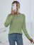 Saç Örgülü Desenli Bisiklet Yaka Mint Triko Kazak 3
