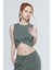 Zoe Bisiklet Yaka Kruvaze Model Örme Crop T-Shirt 1111 1