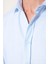 Slim Fit Pamuklu Keten Düz Yazlık Erkek Mavi Gömlek 4