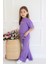 Kız Çocuk Ispanyol Paça Düz Crop Model Kısa Kollu Yazlık Basic Takım 2-5 Yaş 6