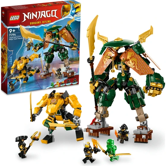 LEGO®  Ninjago Lloyd ve Arin'in Ninja Ekibi Robotları 71794 - 9 Yaş ve Üzeri İçin Çocuklar İçin 2 Savaş Mekanizması İçeren Yaratıcı Oyuncak Yapım Seti (764 Parça)