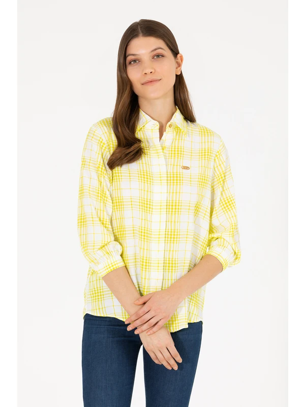 U.S. Polo Assn. Kadın Citron Desenli Gömlek 50263645-VR168
