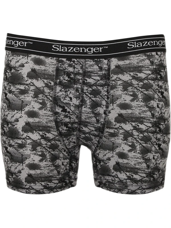 Slazenger Gri - Siyah Jama Likralı Erkek Boxer Iç Giyim