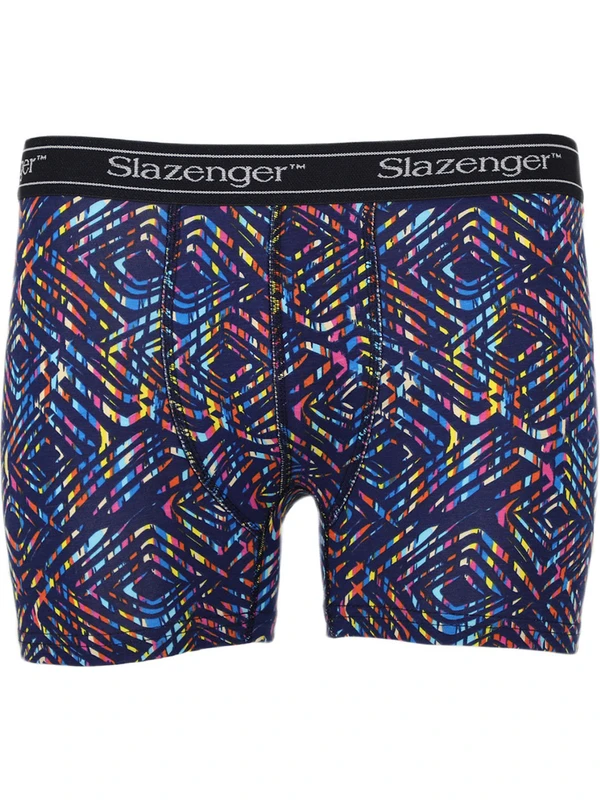 Slazenger Lacivert - Kırmızı Jama Likralı Erkek Boxer Iç Giyim