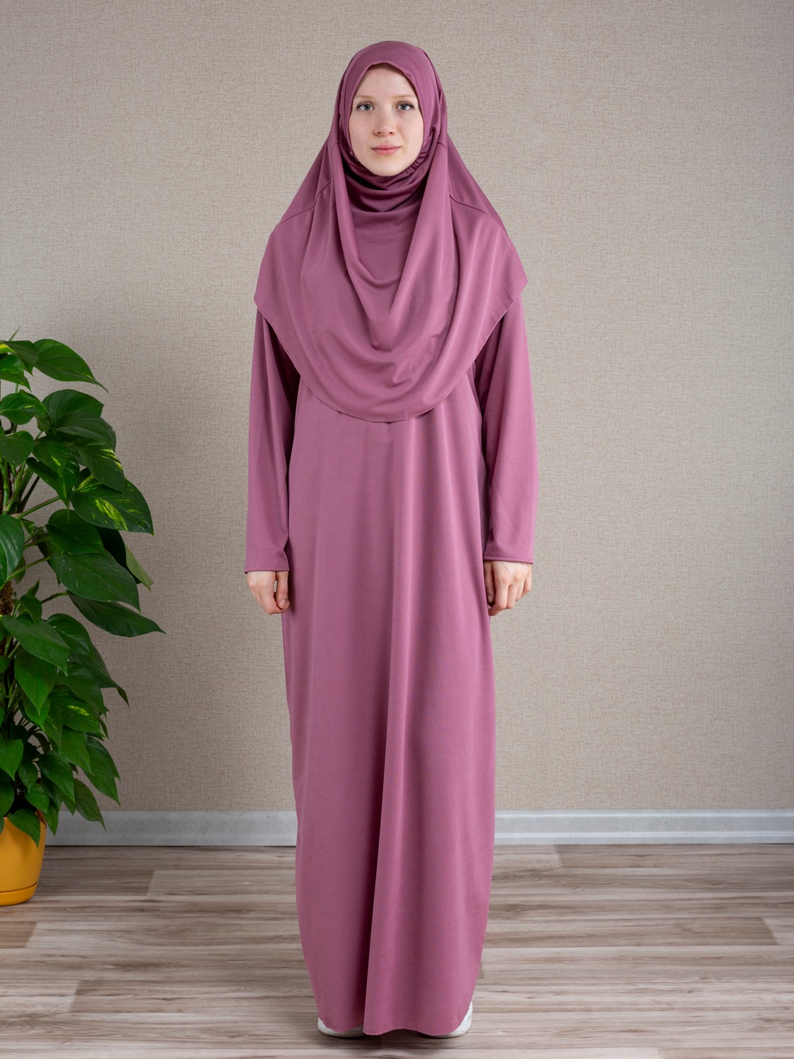 Dua' İs Anne Kız Kombin Namaz Elbisesi (Gül Kurusu) ADET FİYATIDIR görsel 2