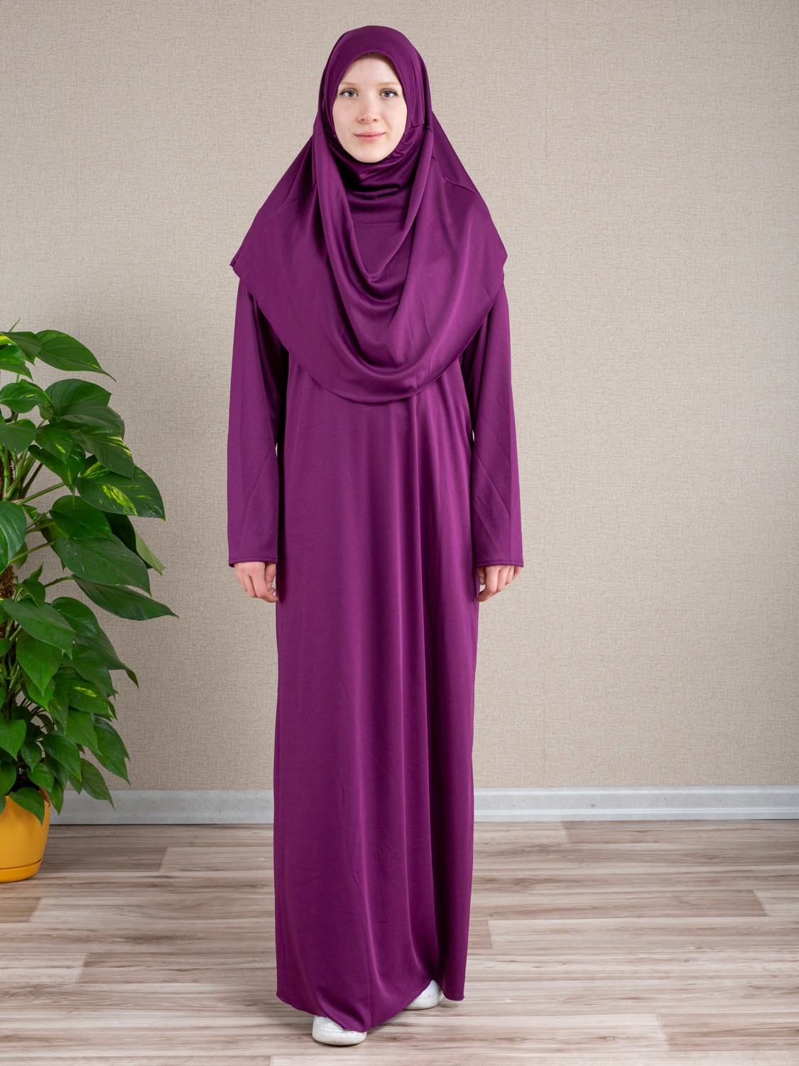 Dua' İs Anne Kız Kombin Namaz Elbisesi (Gül Kurusu) ADET FİYATIDIR görsel 7