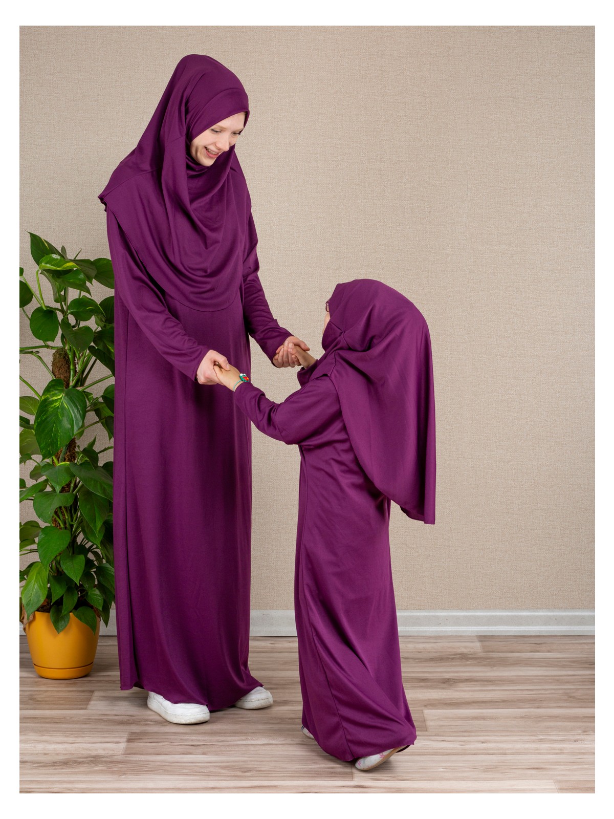 Dua' İs Anne Kız Kombin Namaz Elbisesi (Gül Kurusu) ADET FİYATIDIR - Görsel 4