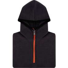 Çocuk Polar Yarım Fermuarlı Kapşonlu Kanguru Cep Sweatshirt Füme Unisex