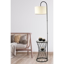 Begüsa Evsa Sehpa Lambader Siyah Mermer Ahşap Krem Şapka