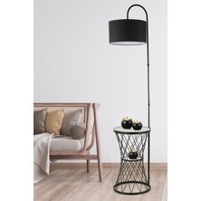 Begüsa Evsa Sehpa Lambader Siyah Mermer Ahşap Siyah Şapka