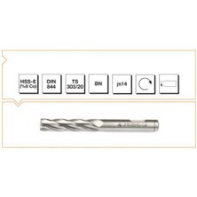 Mte Hsse Dın 844/BN  Parmak Freze 14 mm Uzun
