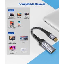 Jsaux Usb-C Type C To Mini Displayport Mini Dp Adaptörü 4K@60Hz C - Mini Display Port Dongle Kablosu MacBook Pro 2019 2018 ile Uyumlu Dell Xps, Samsung Galaxy S21 S20 Plus Ile Uyumlu CV0033  0.28  Gri