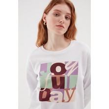 Kelt Butik Quzu Baskılı Oversize Sweatshirt Ekru