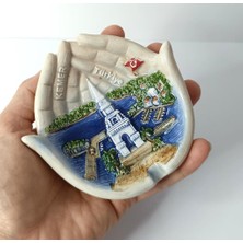 HD Marketim Küllük Kül Tablası Seramik El Görünümlü Türk Bayraklı Ev Ofis Dekor