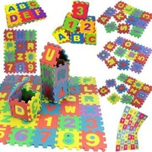 36 Parça Çocuk Oyun Karosu Eva Puzzle Yer Matı Harf ve  Sayılar Eğitici Oyun Halısı Mini