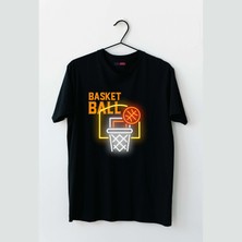 Mor Mürekkep Basketball Pota Tasarım Baskılı Erkek Tshirt