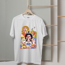 Mor Mürekkep Çalgıcılar Tasarım Baskılı Kadın Tshirt