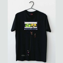 Mor Mürekkep Nostalji Kaset Baskılı Erkek Tshirt