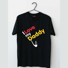 Mor Mürekkep Love Daddy Baskılı Babalar Günü Erkek Tshirt