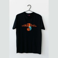 Mor Mürekkep Basketball Yazılı Tasarım Baskılı Erkek Tshirt