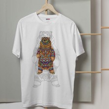 Mor Mürekkep Bear Tasarım Baskılı Erkek Tshirt