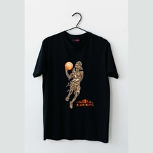 Mor Mürekkep iiskelet Basketi Tasarım Baskılı Erkek Tshirt
