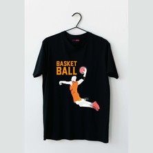 Mor Mürekkep Basket Tasarım Baskılı Erkek Tshirt