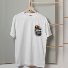 Mor Mürekkep Küçük Basket Pota Tasarım Baskılı Erkek Tshirt