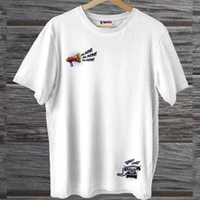 Mor Mürekkep Alarm Ring Ön-Arka Baskılı Tasarım Kadın Tshirt
