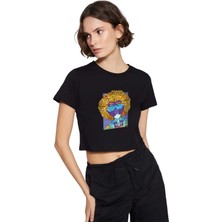 Mor Mürekkep Bonus Tasarım Baskılı Siyah Crop