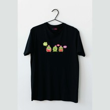 Mor Mürekkep Wow Why Kaktüsler Tasarım Baskılı Erkek Tshirt