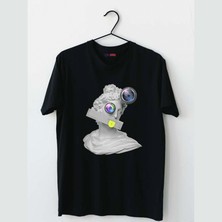 Mor Mürekkep Heykel Tasarım Baskılı Kadın Tshirt