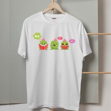 Mor Mürekkep Wow Why Kaktüsler Tasarım Baskılı Erkek Tshirt