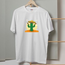 Mor Mürekkep Marakas Kaktüs Tasarım Baskılı Kadın Tshirt