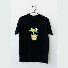 Mor Mürekkep Kurbağa Tasarım Baskılı Kadın Tshirt