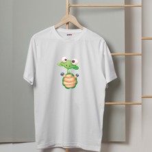 Mor Mürekkep Kurbağa Tasarım Baskılı Kadın Tshirt
