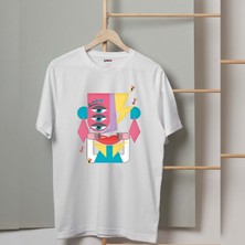 Mor Mürekkep Gözler Tasarım Baskılı Kadın Tshirt