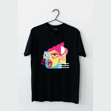 Mor Mürekkep Pembe Çığlık Baskılı Kadın Tshirt