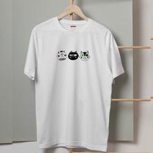 Mor Mürekkep 3 Lü Kediler Tasarım Baskılı Kadın Tshirt