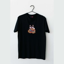 Mor Mürekkep Street Life Tasarım Baskılı Kadın Tshirt