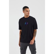 Unisex Groot Baskılı Siyah Oversize T-Shirt