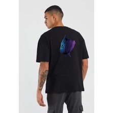 Unisex Groot Baskılı Siyah Oversize T-Shirt