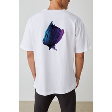 Unisex Groot Baskılı Beyaz Oversize T-Shirt